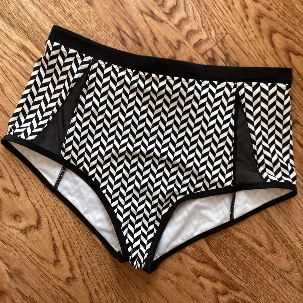 NEW! Swimsuits for All Bikini Swim Bottoms Black Chevron SIZE 18 BEACH POOL